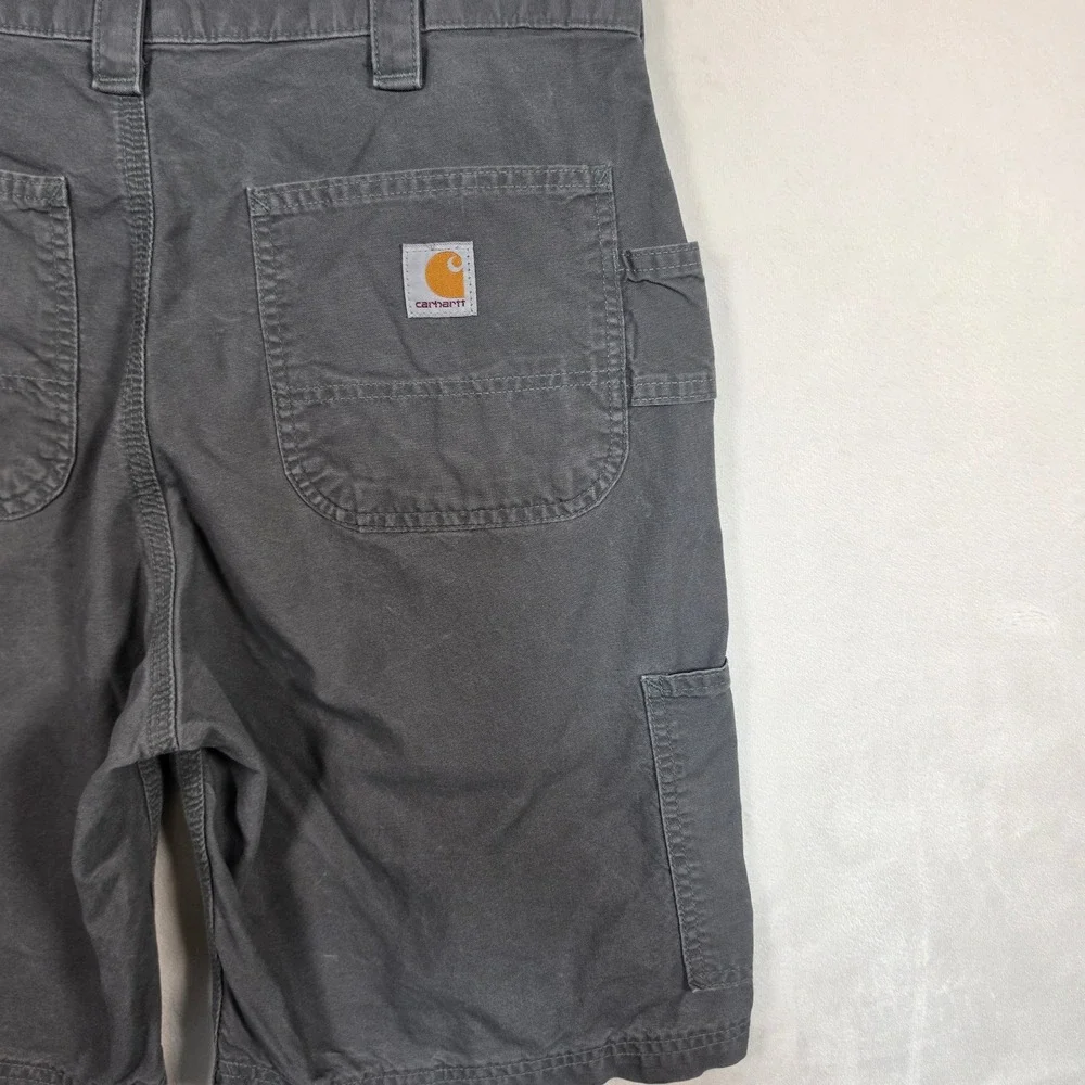 Carhartt Carpenter Shorts Mens 34 Gray Relaxed Fit Canvas Workwear Utility